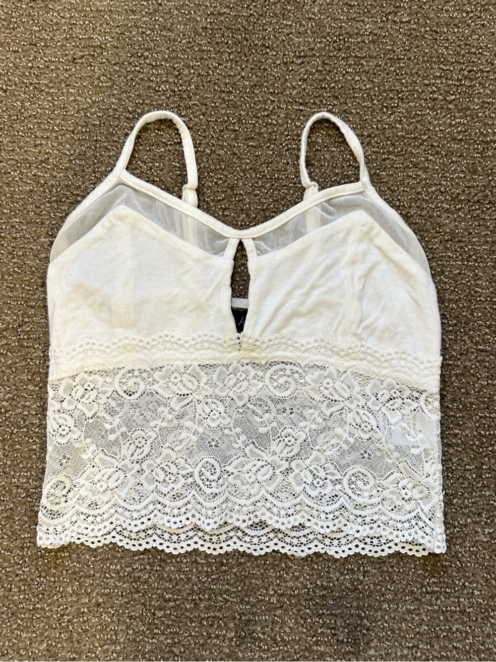ANGL White Lace Bralette with Mesh Trim